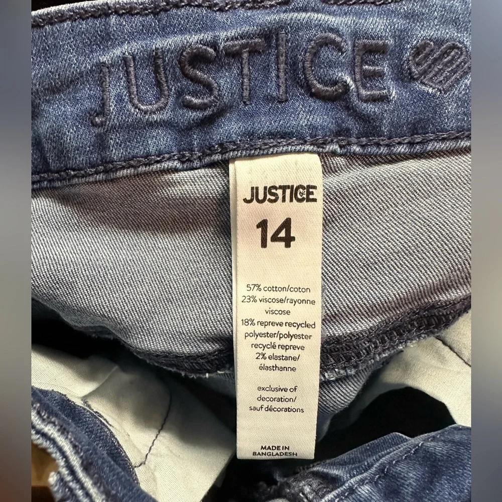 Justice Jeans Girls Youth Size 14 Dark Wash Jegging Distressed Casual